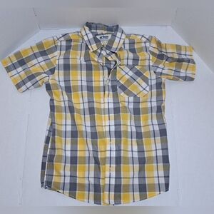 Urban Pipeline Boy's Casual Yellow and Gray Plaid Button-Up Shirt